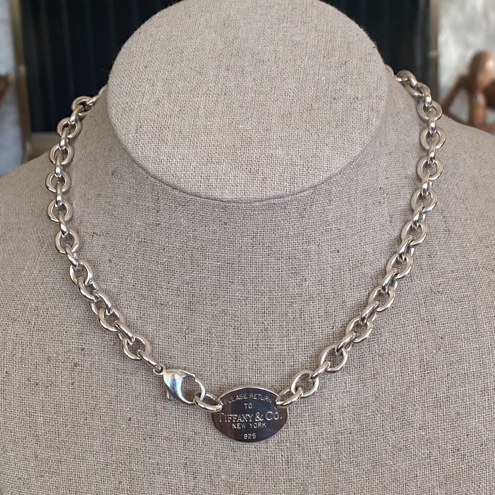 Tiffany & Co. Return To Tiffany Oval Tag Chunky Rolo Link Necklace 925 Sterling - Picture 3 of 12